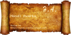 Hendl Avarka névjegykártya